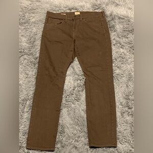 J.Crew 484 Pants 33x30 (34x29) Kurabo Mens Chino Green Brown Slim Straight